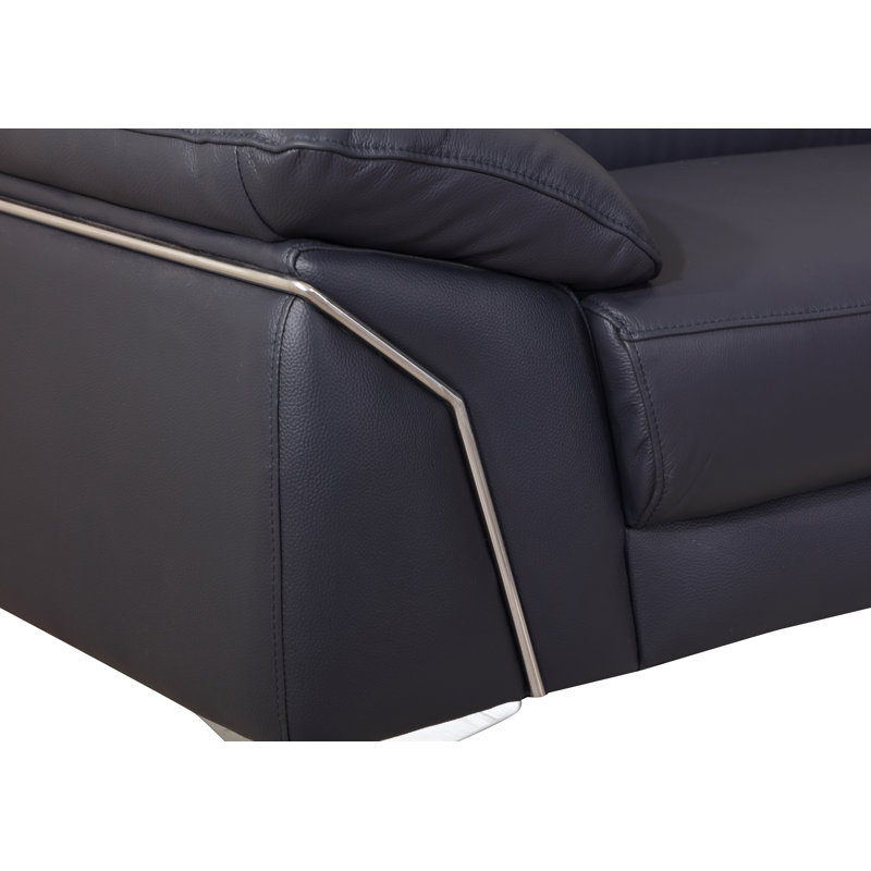 Orren Ellis Aigar 88" Genuine Leather Pillow Top Arm Sofa & Reviews